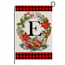 1pc, Christmas Family Monogram Last Name Monogram Letter Garden Flag 12x18 Inch Double Sided, Christmas Decorations For Winter Holiday Farmhouse Rustic Pasture Porch Decoration(ONLY FLAG)