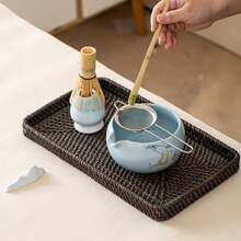 5pcs Japanese Matcha Set, Includes Matcha Whisk Holder, Bamboo Whisk, Bowl With Spout, Stainless Steel Tea Powder Sifter, Bamboo Tea Scoop, Suitable For Matcha, Great Gift For Matcha Lovers