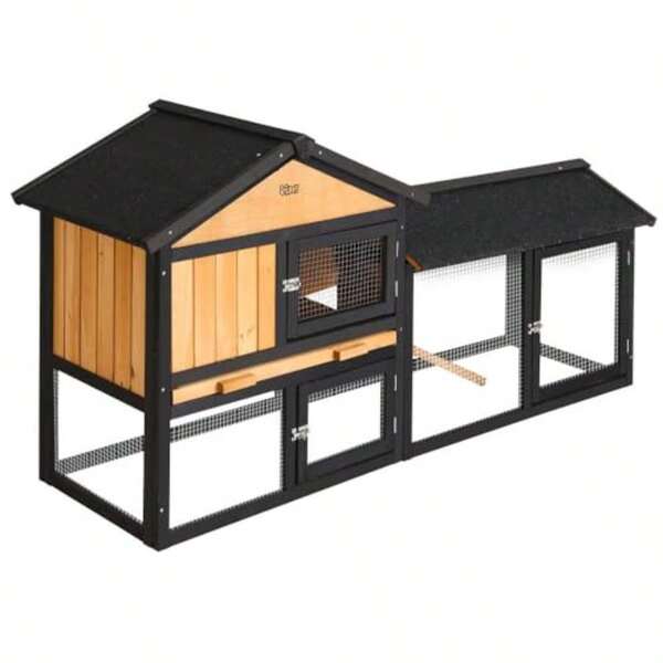 I.Pet  Large Rabbit Hutch Coops Wooden Pet House Run Cage Walk In Door Guinea Pig Ferret Feeder Bunny Hen Chook Outdoor Metal Roof Tray Hatch Nesting Box Farm DIY