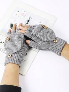 1 pieza Guantes de punto de media mano para hombres y mujeres en invierno, con cubierta de felpa desmontable de doble uso, protector de pantalla táctil, cálidos para escribir y ciclismo, guantes regalo de Navidad de invierno térmicos y cálidos