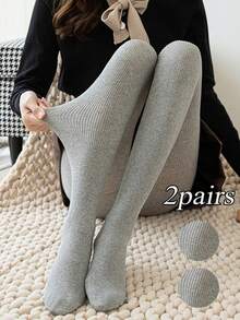 1件装女士竖条纹保暖高腰连裤袜，加厚保暖，适合秋冬季节穿着，舒适保暖 - 彩色 - 查看 15