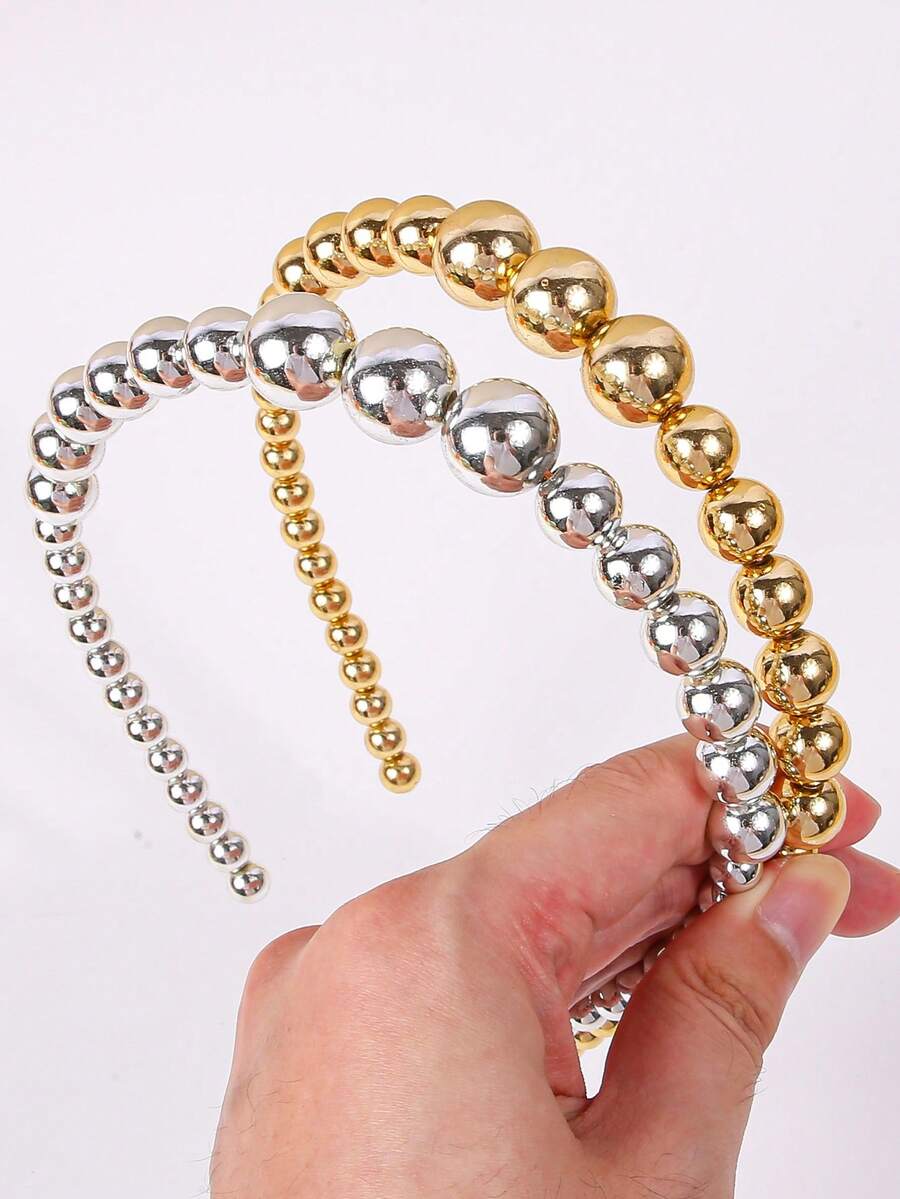 1pc Gold/Silver Small Ball Headband, Fashionable, Elegant, Versatile Hair Accessory For Casual, Work, Party, Holiday, Gift ,Hair Hair Hoop