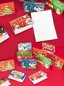 12/24/36张圣诞贺卡儿童迷你圣诞祝福贺卡信封新年明信片礼品卡圣诞派对 - 彩色 - 查看 2