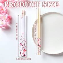 New 50 Pairs Cherry Blossom Chopsticks Bulk With Sleeved Blue Flower Disposable  Eucalyptus Chopsticks Wedding Favors Chinese Japanese Food Supply For Takeout Picnic Cherry