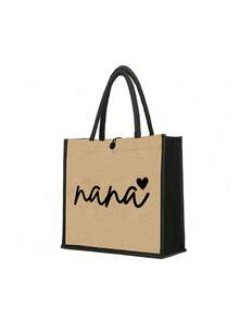 1 Set Heart Nana Pattern Handbag, Lightweight Cosmetic Bag, Travel Coin Purse, Handbag & Makeup Bag Set, Letter Design Shopping Bag In Holiday Style, Suitable For Wedding, Birthday, Beach And Vacation, Best Gift For Family And Friends. This Large Pack Is Suitable For Students And Back To School. - Multicolor - View 14