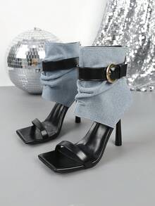 Women's Elegant Strap High Heel Sandals, Suitable For Commuting - Blue - View 12