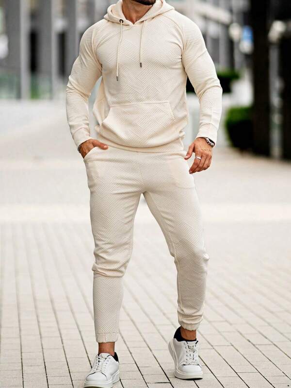 GINGTTO بدلة رياضية رجالية من قطعتين هوديي وبنطلون رياضي، بدلة رياضية كاجوال للجري والرياضة، ملابس خريفية