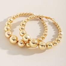 1 Pair Of Fashion Retro Hoop Earrings With Pearls, Elegant And Luxurious Earrings, Suitable For Banquets, Parties, And Important Occasions - 1 Pair - 查看 2