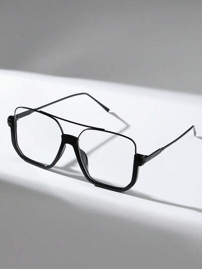 1 Stück Damen Metall Vollrahmen Geometrische Fortschrittliche Sinn Einzigartige Doppelstrahl Design Sonnenbrillen Basic Handgefertigt mit Strass Klare Gläser für Straßenfotografie, Musikfestivals, Business-Casual Geschenke Accessoires