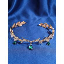 1pc Gold Tone Water-Drop Shaped Rhinestone Crown, Mori Girl Style, Bridal Wedding Birthday Headband Accessories Royal