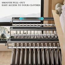 CICUFY - Barra de valet extraíble para clóset, barra ajustable de alta resistencia, estante telescópico para pantalones de 14.7 pulgadas, riel para colgar ropa de aluminio espacial, organizador de - 350 mm/13,7 pulgadas - Ver 4