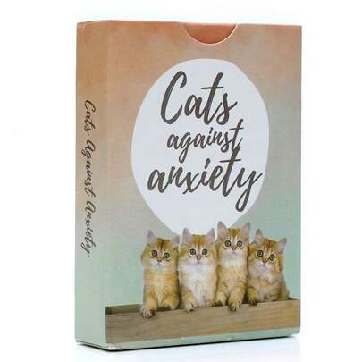 50-Card Cat Deck - Cats Against Anxiety Affirmation Cards With Cute Kitten Designs, Positive Affirmations For Self-Esteem, Stress Relief & Positivity,