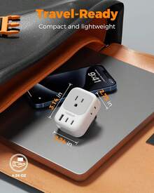 Adaptador Europeo Viaje, Universal Europa Adapter con 4 Salidas CA, Cargador Tipo C con 3 USB (2 USB C), Travel Essentials Americano/México a Europea para Italia, España, Francia - Tipo F/F - Alemania - Ver 3