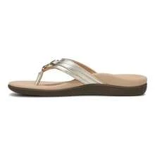 Vionic  Aloe Sandals Women's 11 Champagne Leather Toe Post Thong ZOGG1258 - Bạc - Xem 4