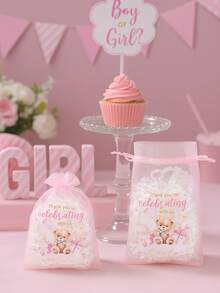 10个粉色小熊图案欧根纱礼品袋，印有“谢谢”字样的粉色小熊气球星星图案，小熊欧根纱礼品袋非常适合婴儿派对和生日派对，可用作糖果和礼物的束口礼品袋，也可用于性别揭晓派对的礼物装饰、派对糖果包装袋、生日装饰、生日礼物和派对礼品。 - 粉紅色小熊 - 查看 7