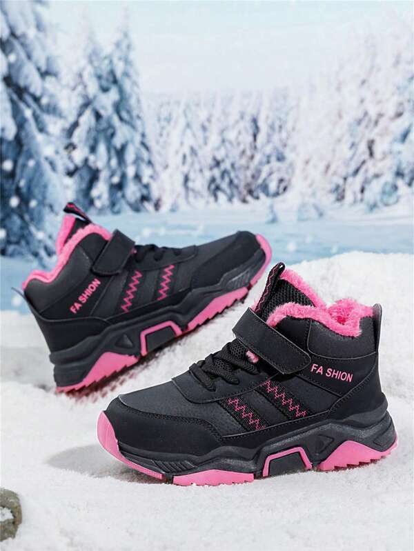 Girls' Hiking Shoes, Outdoor Trekking Shoes, Mid-Top Thick Warm Sports Shoes, TRP Anti-Slip Sole, Boys' Winter Sports Shoes, Suitable For Outdoor Walking, Hiking, Climbing
