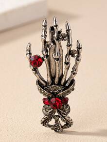 1pc Gothic Style Crystal Rhinestone Claw Brooch, Suitable For Women On Halloween, Birthday, Date, Party, Holiday, Casual Wear