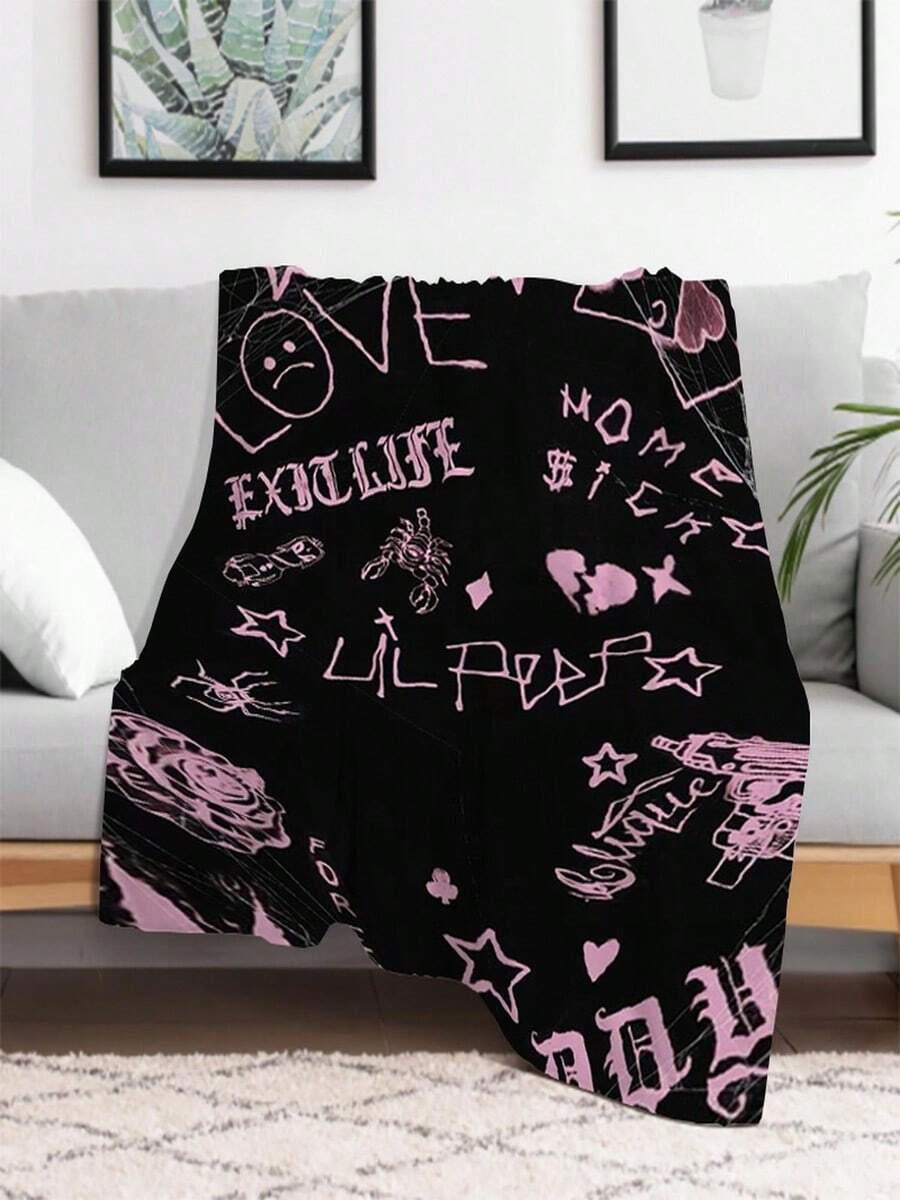 Lil P-Peep Hot Singer Blanket Sofa Blankets For Bed Furry Plush Bedspread The Knee Throw Covers & Throws Double Fluffy Soft Home (4) - 白色 - 查看 1