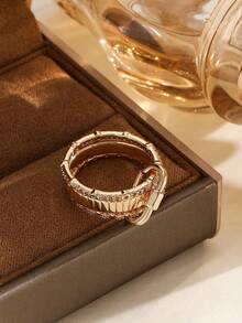 Fashionable Multilayer Adjustable Cubic Zirconia Combination Keychain Ring, Suitable For Women's Daily Wear - Set Of Rings - View 7