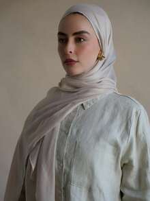 1 件女士波西米亚风格纯色印花围巾，时尚缎面丝绸面头巾，防晒度假空调防风披肩 - 彩色 - 查看 7