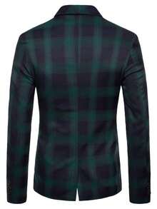 New Autumn Men's Suit, Fashionable Plaid Pattern Gentleman's Suit Jacket - Green - View 4