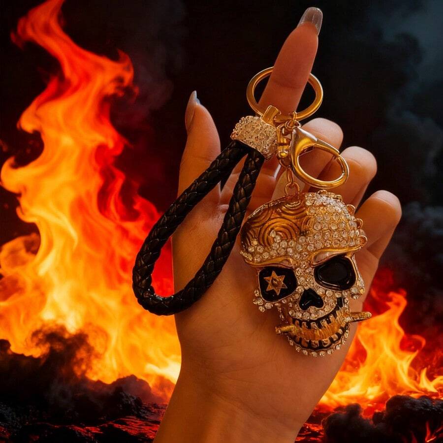 A Pirate Ship Series Skeleton Pattern Keychain, Creative Halloween Mask Car Key Pendant, Skeleton Car Accessories Christmas Gift Ideas Bag Lanyards With Id Holder Car Accessories Bag Charms