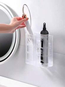 2pcs Wall-Mounted Plastic Storage Boxes, Bathroom Organizer Rack, Suitable For Storing And Organizing Curling Irons, Straighteners, Combs, Makeup Sponges And Other Beauty Products, Bathroom Accessories - Multicolor - View 3