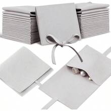 40 Pcs Microfiber Jewelry Pouch 8x8 Cm Jewelry Packaging Bag Luxury Small Jewelry Gift Bags Bow Tie Microfiber Bag For Bracelet Necklace Packaging Envelope Style With String And Divider Gray