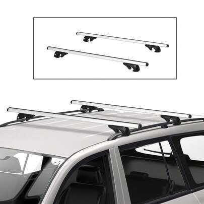 HOMCOM 2pc Roof Rack Car Roof Top Lockable Aluminum Cross Bars Adjustable Baggage Luggage Carrier, Silver (53")