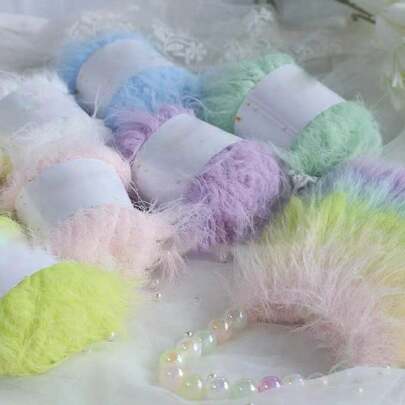 100% Nylon 6-8cm Long Fur Imitation Mink DIY Crochet Sweater | Hat | Scarf Thread DIY Dog Hat Knitting Thread Single-Strand Fine Thread Mixed Yarn Fancy Yarn