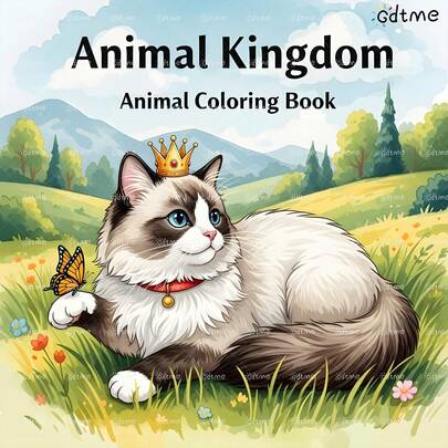 GDTME Animal Kingdom: Libro para colorear de adultos y adolescentes con diseños audaces y simples, con ilustraciones de gatos, conejos y vacas | Ilustraciones lindas y relajantes, perfectas para la comodidad (Serie de animales acogedores) 24 páginas intrincadas, líneas claras, hermosos patrones, excelente para relajarse, Navidad, Halloween, cumpleaños, fiestas, regalos de regreso a la escuela, 7.9*7.9 pulgadas.