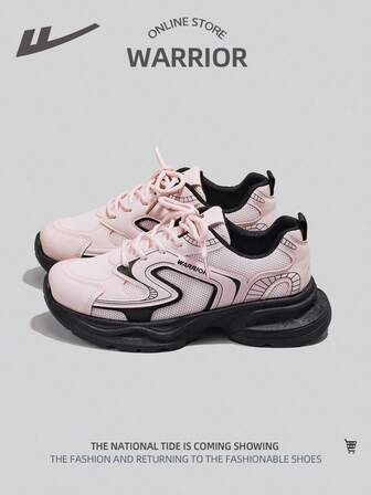 WARRIOR 1 Pair Women's Lace-Up Casual Sneakers, Fashionable And Versatile Design