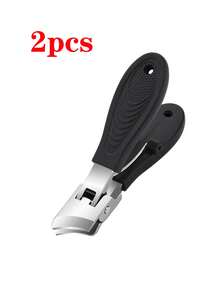 Modern Stainless Steel Toenail Clipper, 25° Angled Blades - Splash Resistant Design For Thick/Ingrown Nails, Ergonomic Non-Slip Handle, Black And Green (Holiday Green Handle) - Foot Care Tool