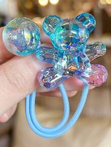 5pcs/1pc Colorful Cartoon Bear Hair Ties, Cute Candy Color Hair Scrunchies, High Elasticity Ponytail Holders, Harmless Hair Accessories, Random Color ,Makeup ,Hair Elastics ,Hair Rubber Bands ,Hair Rope Head Accessories