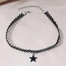 1pc New Elegant Fashion Pentagram Necklace, Versatile Delicate Necklace, Christmas Gift - Black Five-pointed Star - View 4