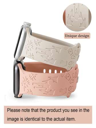 2pcs/Set Snack & Firework Pattern Carved Silicone Apple Watch Bands 38/40/41/42/44/45/49mm Compatible With Apple Watch Strap Ultra/9/Se/8/7/6/5/4/3/2/1