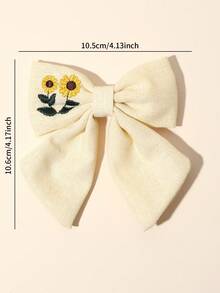 1 pieza Clip de pelo con decoración de flores y girasol bordados elegante para niñas, para decoración diaria, pasador de pelo con garra estilo bohemio, accesorios escolares, atuendos de invierno para niñas, atuendos de vacaciones para niñas, lazos, lindo, regalo de Navidad para hija
