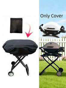 1pc Oxford Cloth Dust-Proof Cover For Outdoor Barbecue Grill - Suitable For Weber Q Series Grills, Also Fits Other Appliances, With Adjustable Drawstring