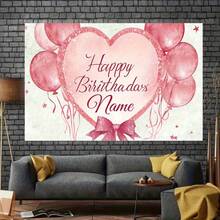 Personalizowane tło na przyjęcie urodzinowe z imieniem, ciepły, romantyczny wzór różowego serca, dekoracja na imprezę