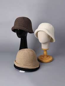 Sombreros de cubo de lana tejida para mujer en invierno, gorros de pescador cálidos, gorros unisex a prueba de frío para exteriores, ciclismo, esquí, sombreros de Panamá para dama