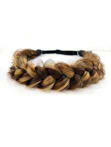 Woven Synthetic Hair Extensions, Natural Hair Extensions, Suitable For Braiding, Wide Fishbone Thigh Braided Elastic Loose Hair Band For Girls