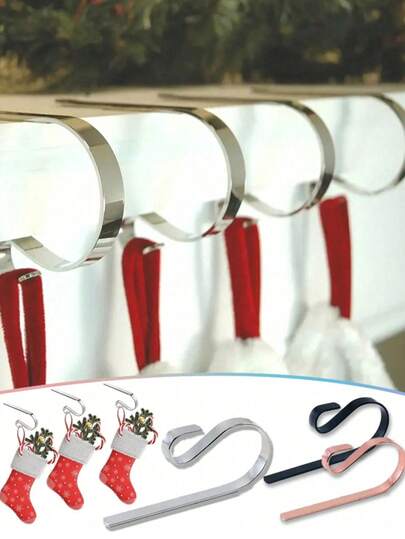 1 pieza Soporte dorado para calcetín de Navidad, ganchos para chimenea, ganchos antideslizantes para decoración del árbol de Navidad, adecuado para colgar decoraciones navideñas, ganchos para calcetín de Navidad en la chimenea, decoración de fondo para fiesta