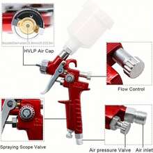 3 Nozzle Sizes HVLP Detail Paint Spray Gun Kit 0.5mm, 125cc Cup - Ideal For Automotive Undercoating, Furniture And Wall Painting - Multicolor - View 2