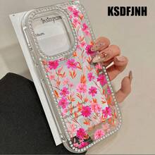 Teléfono Flores rotas de color amarillo rosado Teléfono 3 en 1 con grabado de doble cara, adecuado para phone16promax, 16 15pro 14 14 Plus/14 Pro 13 13 Pro 12Pro 11pro Promax Series. Suave anticaídas y resistente a las manchas, adecuado tanto para hombres como para mujeres con decoración. - transparente - Ver 4