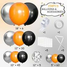 146-Piece Balloon Garland Kit With Latex Balloons In 18", 12", 10", And 5" For Party, Wedding, Birthday, And Graduation Decorations. - Trending, Best Seller, New Arrival, Party Supplies, Elegant Decor, Party Decoration, Wedding & Birthday - 橙色,黑色 - 查看 2