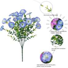 Artificial Flowers Fake Plants For Outdoors Decoration, 12 Bundles Silk Morning Glory With Eucalyptus Realistic UV Resistant Faux Flowers For Outside Planter Porch Yard Patio Garden Home Indoor, Mix - 款式4 - 查看 6