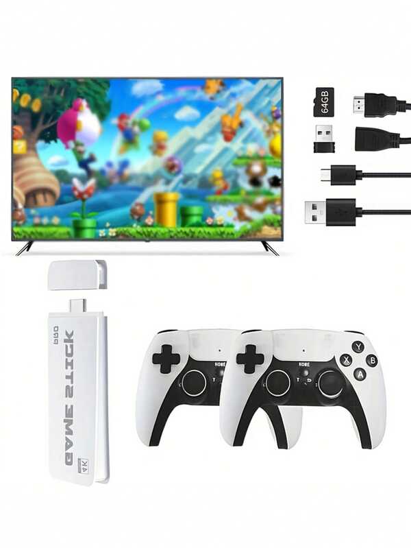 2025 Retro Game Console Stick, Classic Video Games With 4K, Built-In 18 Emulators, 30000+ Games - Plug & Play TV Video Gaming Stick With Upgrade Dual 2.4G Wireless Controllers(64GB)
