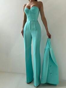 Autumn Temperament Fashion Commuter Suit Suit Bra Pants Jacket Three-Piece Set - 綠色 - 查看 4