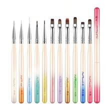 New 1pc Metal Rod Gradient Nail Art Brush Set Colouring Brush Large Square Round Light Therapy Brush Halo Brush
