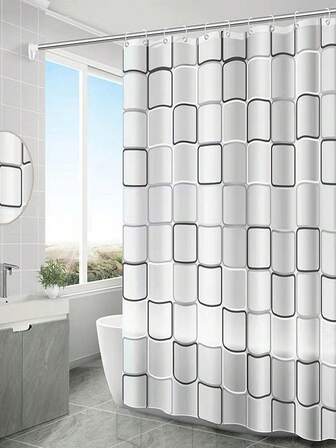 Household Shower Curtain, Mildew-Proof, Waterproof, Moisture-Proof Shower Curtain, Shower Curtain Partition, Simple And Stylish Shower Curtain Set, Shower Curtain Hanging Ring Accessories, Wet And Dry Separated Shower Curtain, Shower Curtain With Plastic Hanging Rings, Suitable For Bathroom Environments, Thickened Door Curtain, Home Decoration.